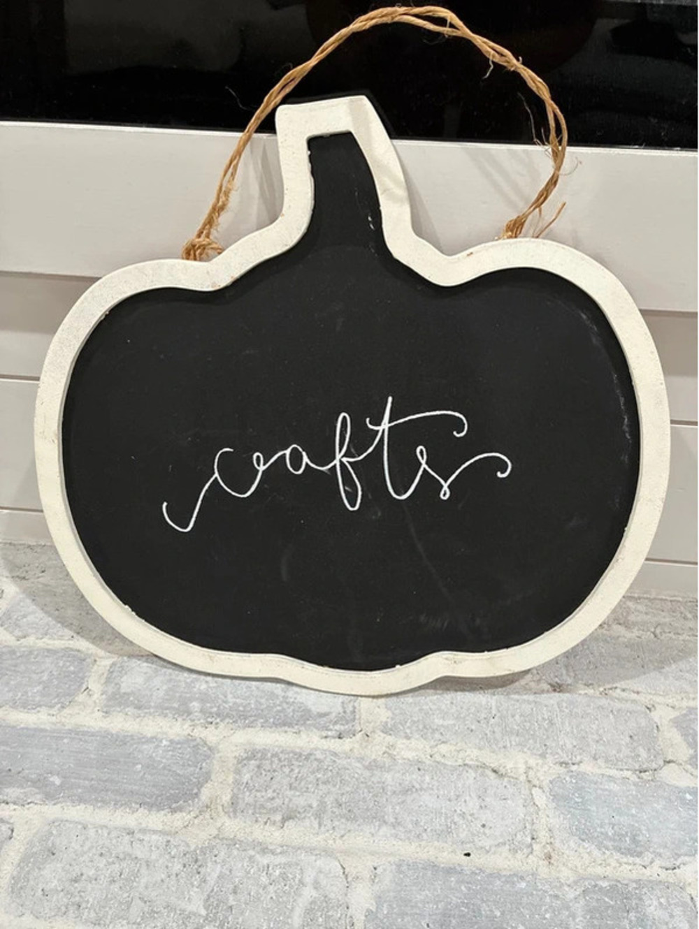 Chalkboard pumpkin sign with jute hanger